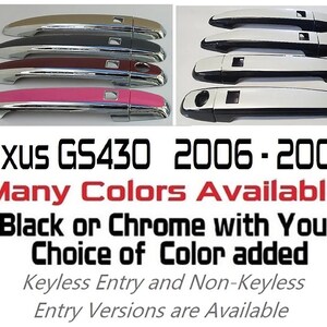 Full Set of Custom Black OR Chrome Door Handle Overlays / Covers For 2006 - 2007 Lexus GS430 - You Choose the Color of the Middle Insert