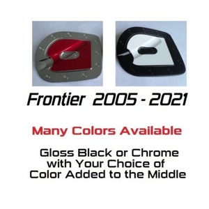 Custom Black OR Chrome Door Overlays / Covers For the 2005 - 2021 Nissan Frontier YOU Choose the Middle Insert Color -- *Short Bed Version*