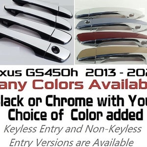 Full Set of Custom Black OR Chrome Door Handle Overlays / Covers For 2013 - 2020 Lexus GS450h - You Choose the Color of the Middle Insert