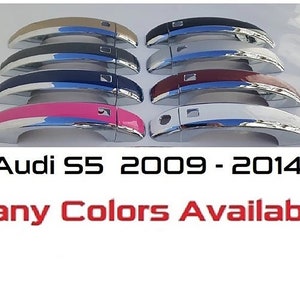 Full Set of Custom Chrome Door Handle Overlays / Covers For the 2009 – 2014 Audi S5 -- You Choose the Middle Color Insert