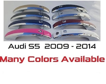 Full Set of Custom Chrome Door Handle Overlays / Covers For the 2009 – 2014 Audi S5 -- You Choose the Middle Color Insert
