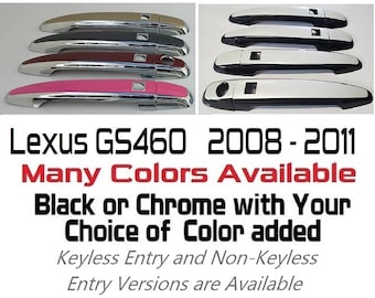 Full Set of Custom Black OR Chrome Door Handle Overlays / Covers For 2008 - 2011 Lexus GS460 - You Choose the Color of the Middle Insert