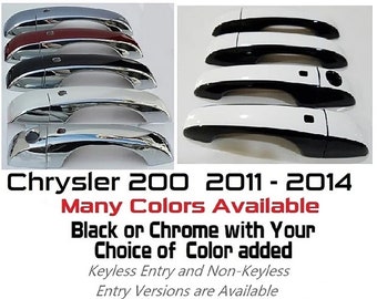 Full Set Custom Black OR Chrome Door Handle Overlays / Covers For the 2011 - 2014 Chrysler 200