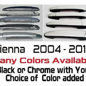 Full Set of Custom Black OR Chrome Door Handle Overlays / Covers For 2004 - 2010 Toyota Sienna - Choose the Color of the Middle Insert