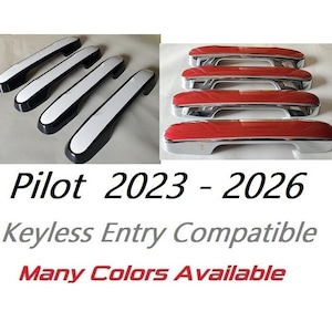 Full Set of Custom Chrome or Black Door Handle Overlays For the 2023 - 2024 Honda Pilot - You Choose the Color of the Middle Insert