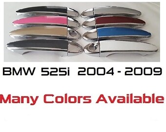 Full Set of Custom Chrome Door Handle Overlays / Covers For the 2004 - 2009 BMW 525i Series  -- You Choose the Middle Color Insert