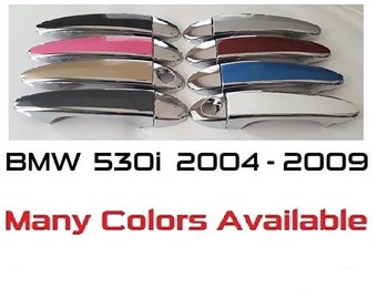 Full Set of Custom Chrome Door Handle Overlays / Covers For the 2004 - 2009 BMW 530i Series  -- You Choose the Middle Color Insert
