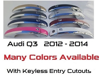Full Set of Custom Chrome Door Handle Overlays / Covers For the 2012 – 2014 Audi Q3 -- You Choose the Middle Color Insert