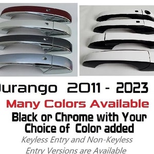 Full Set of Custom Black OR Chrome Door Handle Overlays / Covers For the 2011 - 2024 Dodge Durango -- You Choose the Middle Color Insert