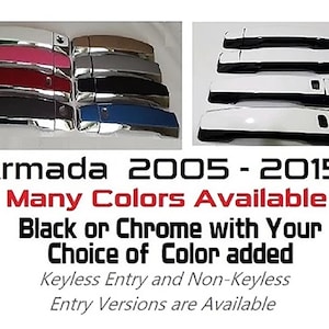 Full Set of Custom Black OR Chrome Door Handle Overlays / Covers For the 2005-2015 Nissan Armada -- You Choose the Color Insert