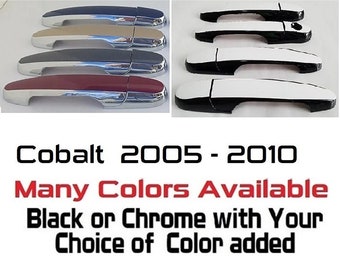 Full Set of Custom Black OR Chrome Door Handle Overlays / Covers For the 2005 - 2010 Chevy Cobalt  -- You Choose the Middle Color Insert