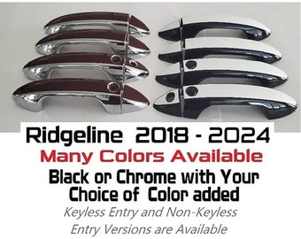 Full Set of Custom Black OR Chrome Door Handle Overlays / Covers For 2018 - 2024 Honda Ridgeline - You Choose the Color of the Middle Insert