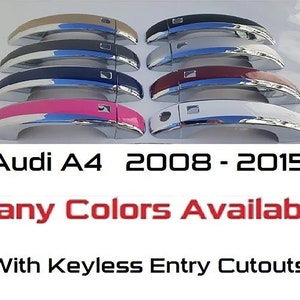 Full Set of Custom Chrome Door Handle Overlays / Covers For the 2008 – 2015 Audi A4 -- You Choose the Middle Color Insert