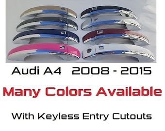 Full Set of Custom Chrome Door Handle Overlays / Covers For the 2008 – 2015 Audi A4 -- You Choose the Middle Color Insert