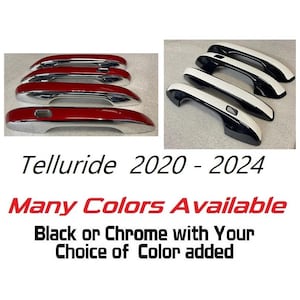 Full Set of Custom Chrome or Black Door Handle Overlays / Covers For the 2020 - 2024 Kia Telluride You Choose the Color of the Middle Insert