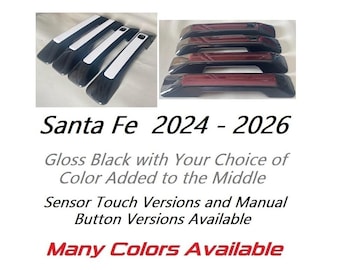 Full Set of Custom Black and Color Door Handle Overlays / Covers For the 2024 - 2026 Hyundai Sante Fe -- You Choose the Middle Color Insert