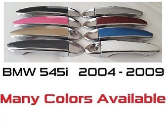 Full Set of Custom Chrome Door Handle Overlays / Covers For the 2004 - 2009 BMW 545i Series  -- You Choose the Middle Color Insert