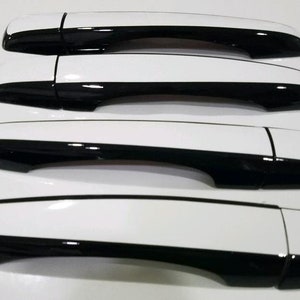 Full Set of Custom Black OR Chrome Door Handle Overlays / Covers For the 2004 2009 Cadillac SRX You Choose the Middle Color Insert image 5