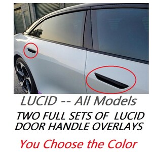 TWO Full Sets of Gloss Black OR Custom Color of Your Choice Door Handle Overlays For the 2021 - 2025 Lucid