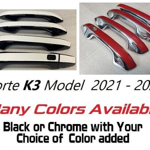Full Set Custom Chrome or Black Door Handle Overlays / Covers For the 2021 - 2024 Kia Forte You Choose the Color of Middle Insert