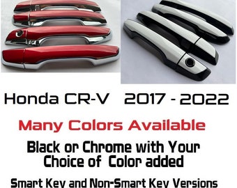 Full Set of Custom Black OR Chrome Door Handle Overlays / Covers For 2017 - 2022 Honda CR-V -- You Choose the Color of the Middle Insert