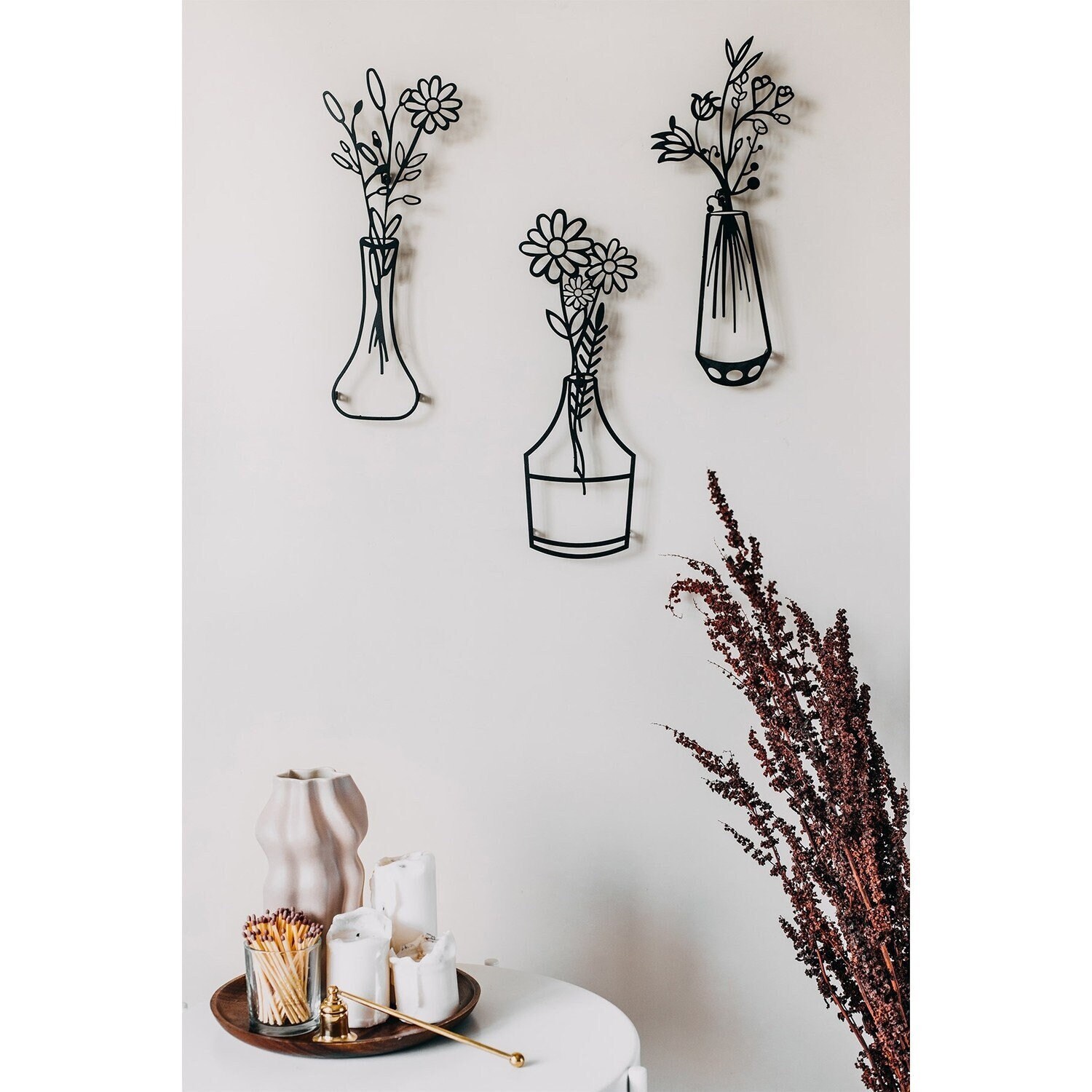 Art Bedroom Wall Art Metal Wall vase Decor Wall Hangings Etsy