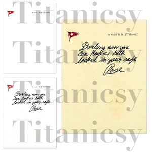 Titanic Kate Winslet Rose farewell note to Cal movie prop replica digital download