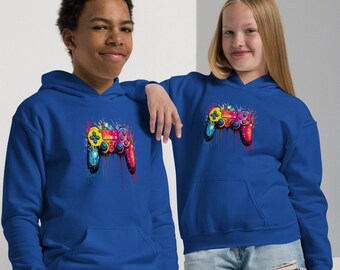Youth Gamer Hoodie: Colorful Controller Design