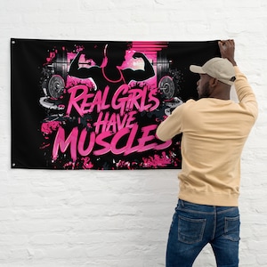 Real Girls Have Muscles Gym Flag