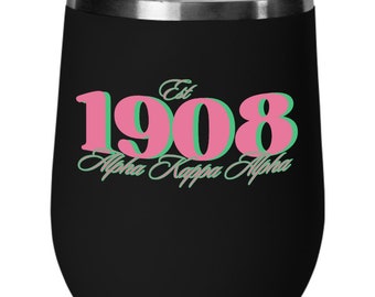 Alpha Kappa Alpha wine tumbler, AKA Gifts, AKA 1908, The Divine Nine