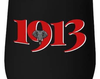 Vaso de vino inspirado en Delta Sigma Theta negro de 1913, ideas de regalos con temática DST, copa de vino sin tallo con tapa, carmesí y crema, The Divine Nine