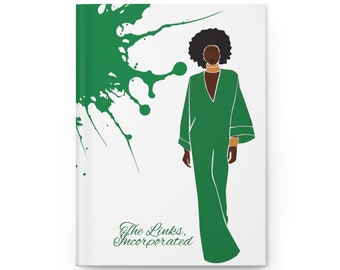 Diário de capa dura fosco verde e branco inspirado em Links, Diário da Amizade, Ideias para presentes da The Links Incorporated, Terno verde 2