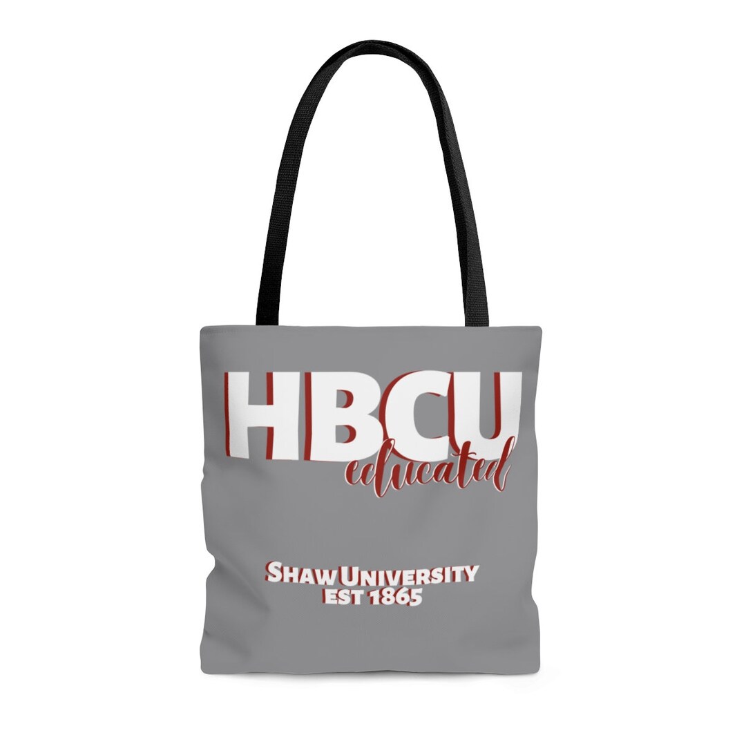 HBCU Educated Shaw University Tote Bag, AOP Tote, Black and Educated