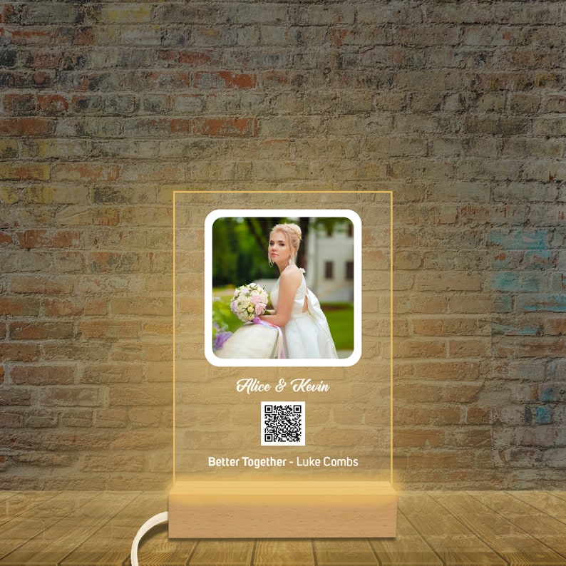 Led Light Qr Code Music and Photo Frame Colorful Wooden Led Etsy