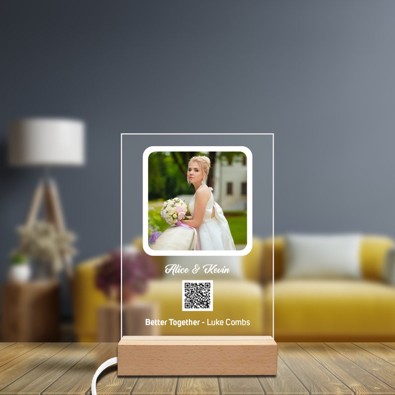 Led Light Qr Code Music and Photo Frame Colorful Wooden Led Etsy