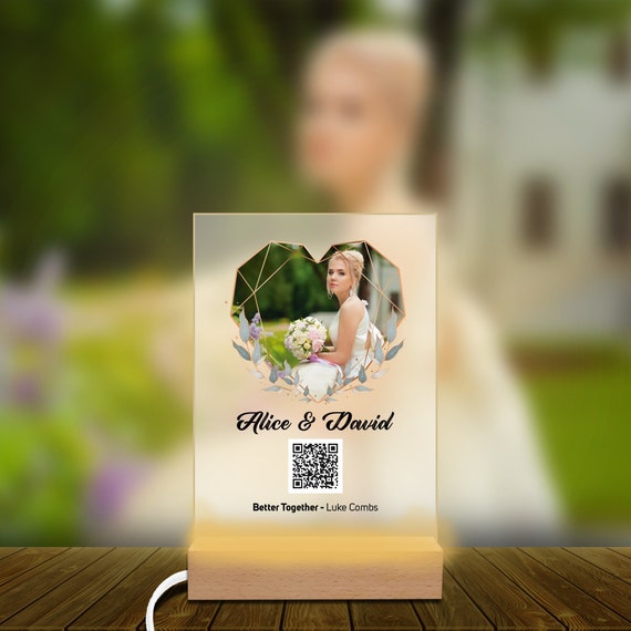 Led Light Qr Code Music and Photo Frame Plaque Wooden Led Etsy