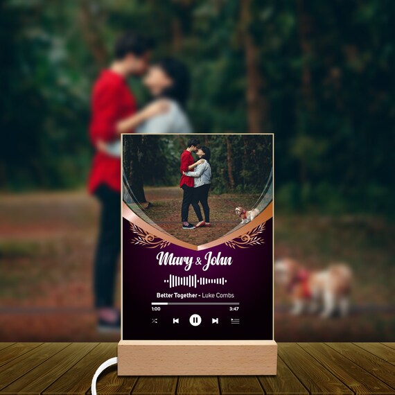 Led Light Qr Code Music and Photo Frame Plaque Wooden Led Etsy