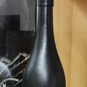 Decorative bottle in black and silver, hand painted