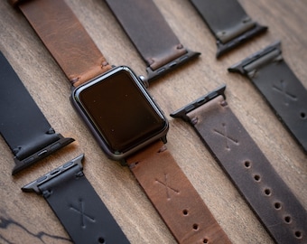 Apple Watch Strap Genuine Leather 38-40-41mm and 42-44-45-46-49mm All Watch Models Compitable Handcrafted High Quality
