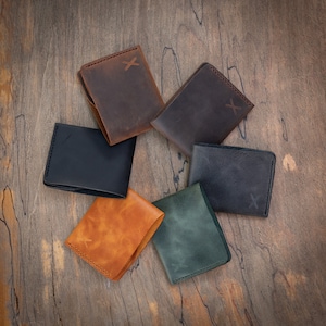 Cartera clásica de cuero para hombre, cartera para hombre hecha a mano de alta calidad, idea de regalo única para él, diseño plegable imagen 10