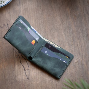 Cartera clásica de cuero para hombre, cartera para hombre hecha a mano de alta calidad, idea de regalo única para él, diseño plegable imagen 7