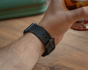 Ideas de regalo de correa de cuero genuino para Apple Watch Correa de reloj especial hecha a mano para todos los modelos de Apple Watch Serie 10