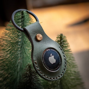 Echtes Leder Apple Airtag Halter für Ihre Tasche, Schlüssel, Gepäck, Brieftasche oder überall Sie brauchen, Leder Track Gerätetasche mit Schlüsselbund