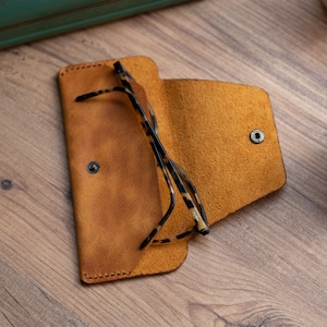 Leder Brillentasche, Minimalistischer Halter für Brillen, Sonnenbrillen anti Kratzer, Glasschutz, Weiches Beutel Ledertasche