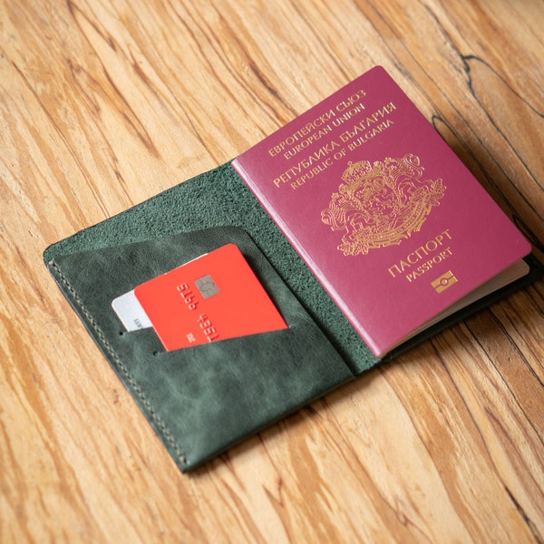 Passport Wallet, Genuine Leather Passport Cover, Passport and Credit Card Holder for travel, Document Wallet, Notebook Wallet, Minimalist