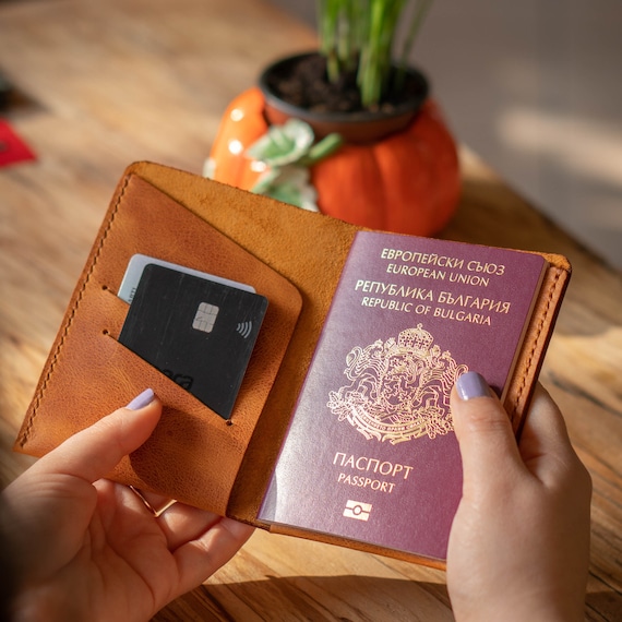 Leather Passport and Card Holder Case Holder Sleeve Wallet