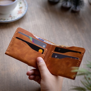 Cartera clásica de cuero para hombre, cartera para hombre hecha a mano de alta calidad, idea de regalo única para él, diseño plegable