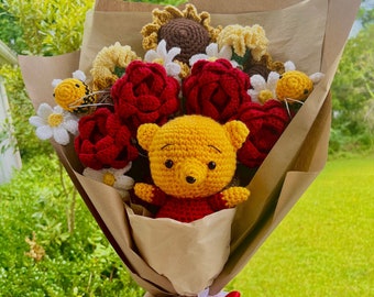 Crochet Winnie Bouquet | Crochet Flowers | Crochet Bouquet | Birthday Gift | Anniversary Gift | Gift for Her | Gift for Him