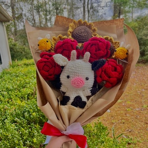 Crochet Cow Bouquet | Crochet Flowers | Crochet Bouquet | Birthday Gift | Anniversary Gift | Gift for Her | Gift for Him