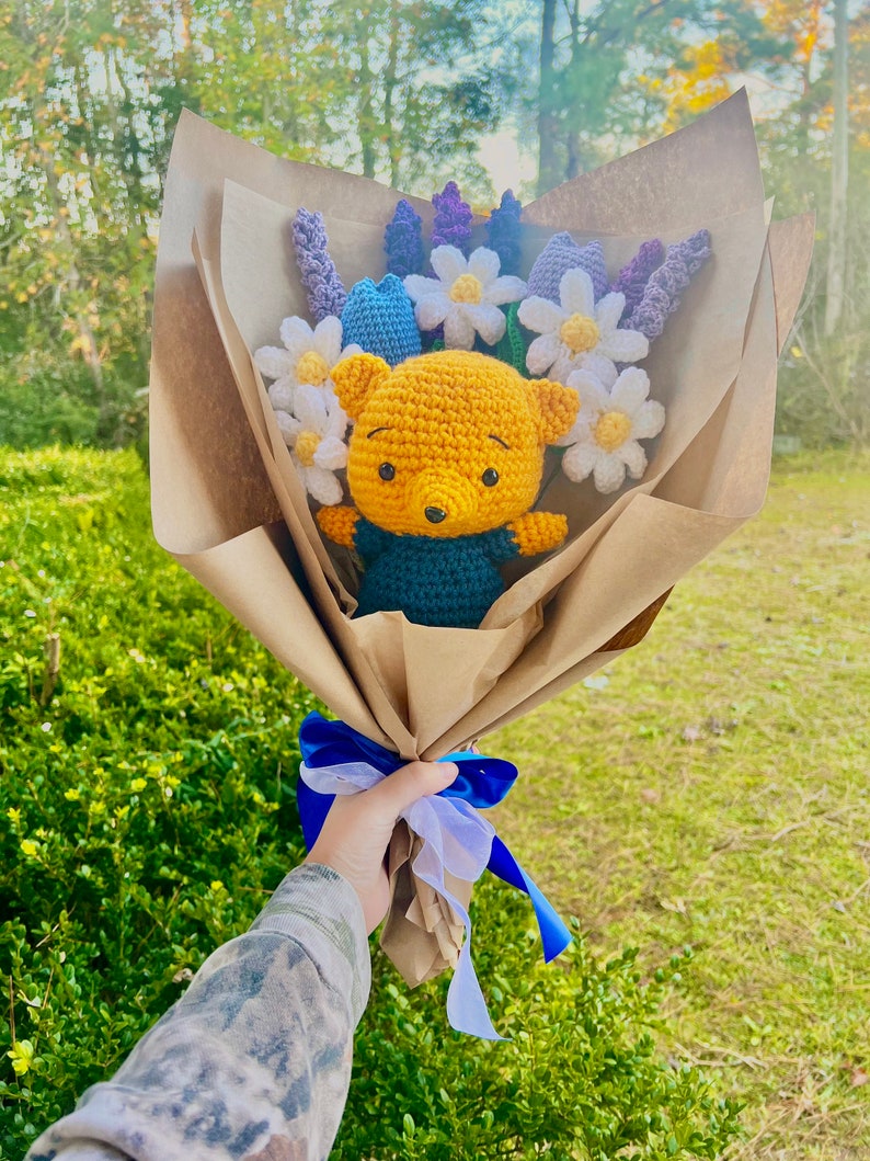 Winnie the Pooh Themed Bouquet Crochet Bouquet Anniversary Gift Birthday Gift Gift for her Gift for him image 2